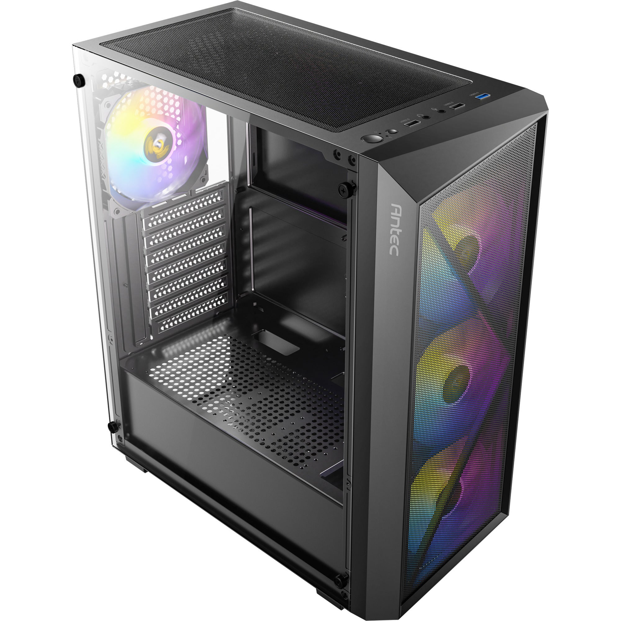 Antec ax67 argb midi tower behuizing (zwart | 3x usb-a | tempered glass)