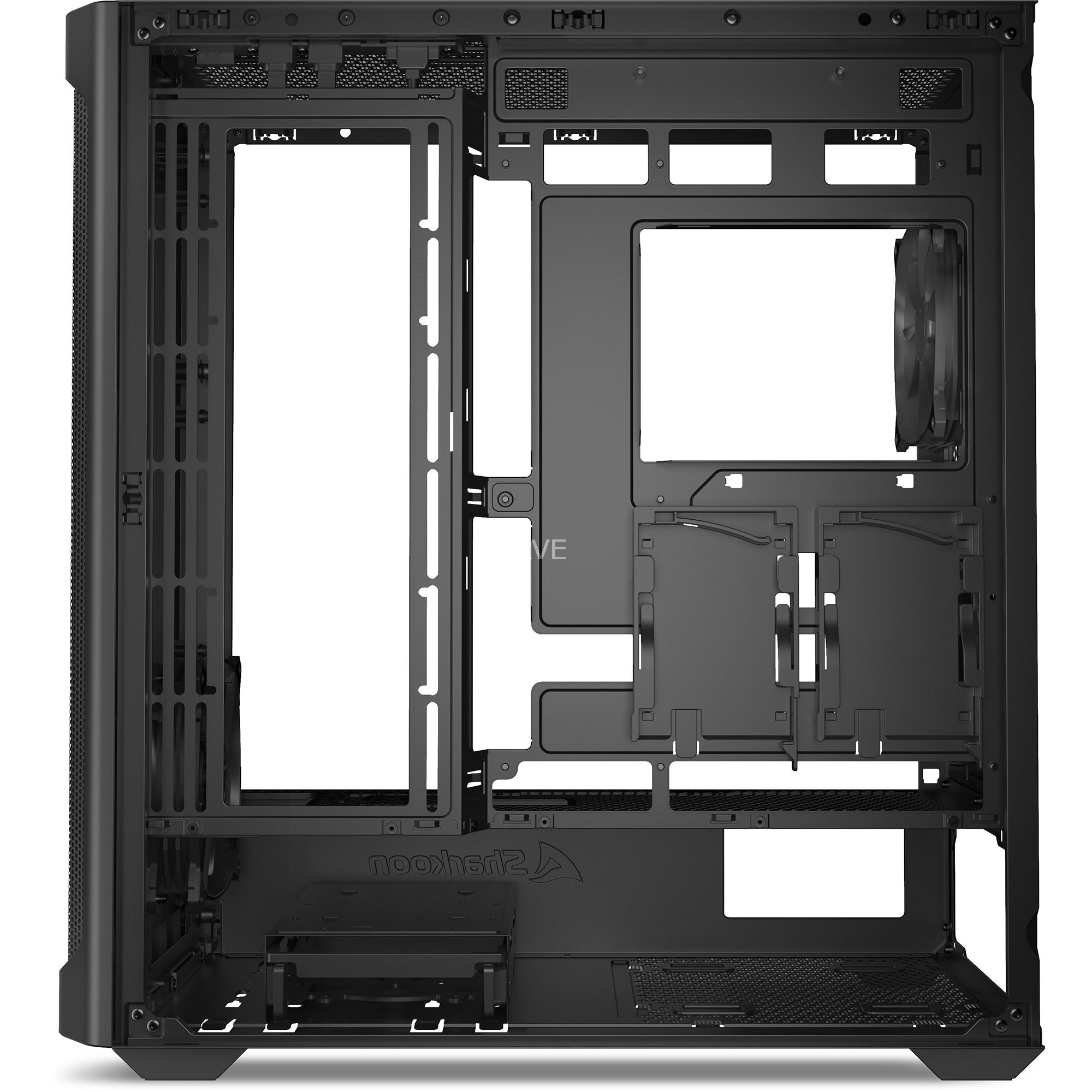 Sharkoon ak4w rgb strip midi tower behuizing (zwart | 2x usb-a | 1x usb-c | rgb | tempered glass)