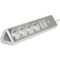 Brennenstuhl ®estilo hoekaansluitdoosstrook met usb laadfunctie 6-weg 4x beschermende contactdozen 2x euro zilver wit