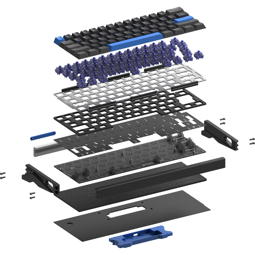 Iqunix ez60 magnetic switch gaming he keyboard, gaming toetsenbord (zwart blauw, us lay-out, us-international, gateron magnetic jade pro, 60%, rgb, double shot pbt keycaps)