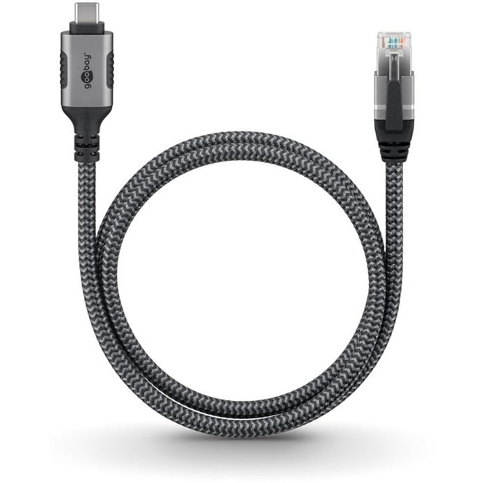 Goobay netwerkadapter usb-c 3.2 gen1 naar rj-45 (zwart zilver, 2 meter)