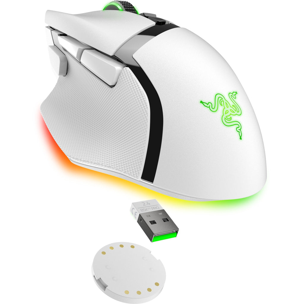 Razer basilisk v3 pro gaming muis (wit, usb bluetooth hyperspeed wireless, 30.000 dpi, chroma rgb)