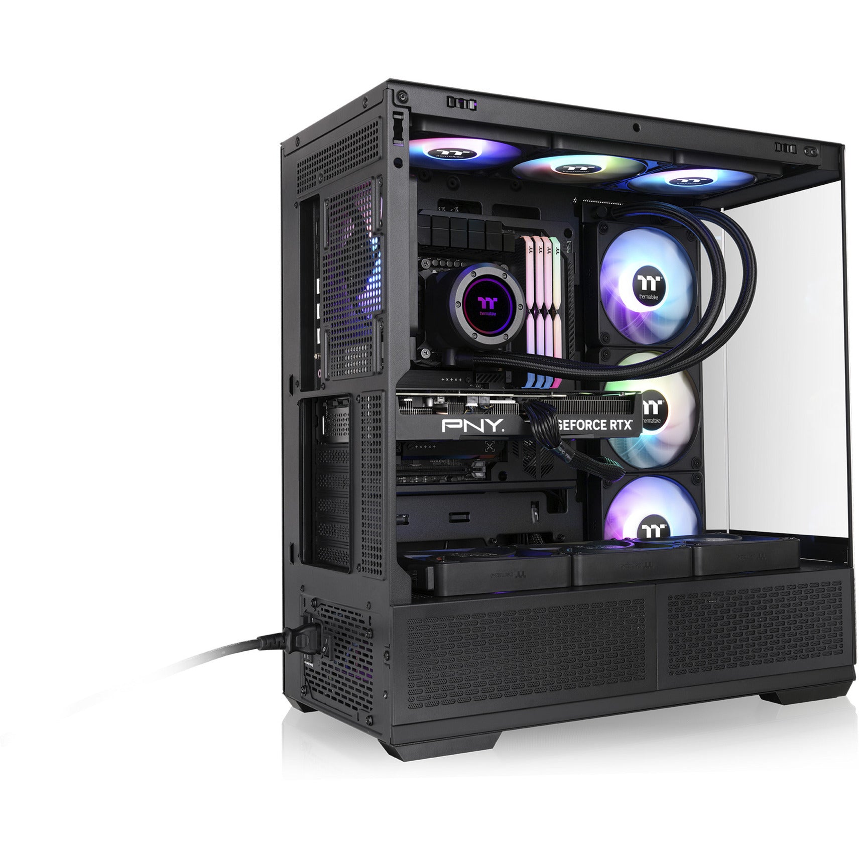 Thermaltake view 370 tg argb midi tower behuizing (zwart | 2x usb-a | 1x usb-c | rgb | tempered glass)