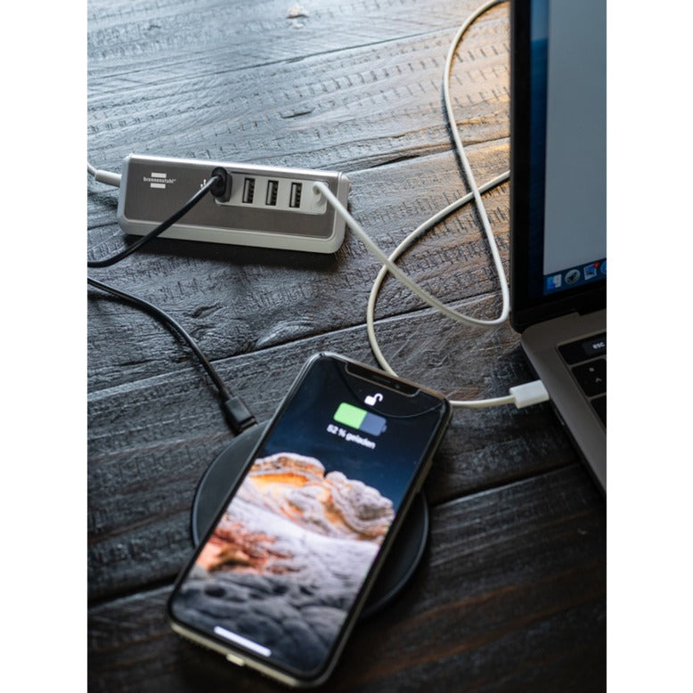 Brennenstuhl estilo meervoudige usb-lader (wit roestvrij staal)
