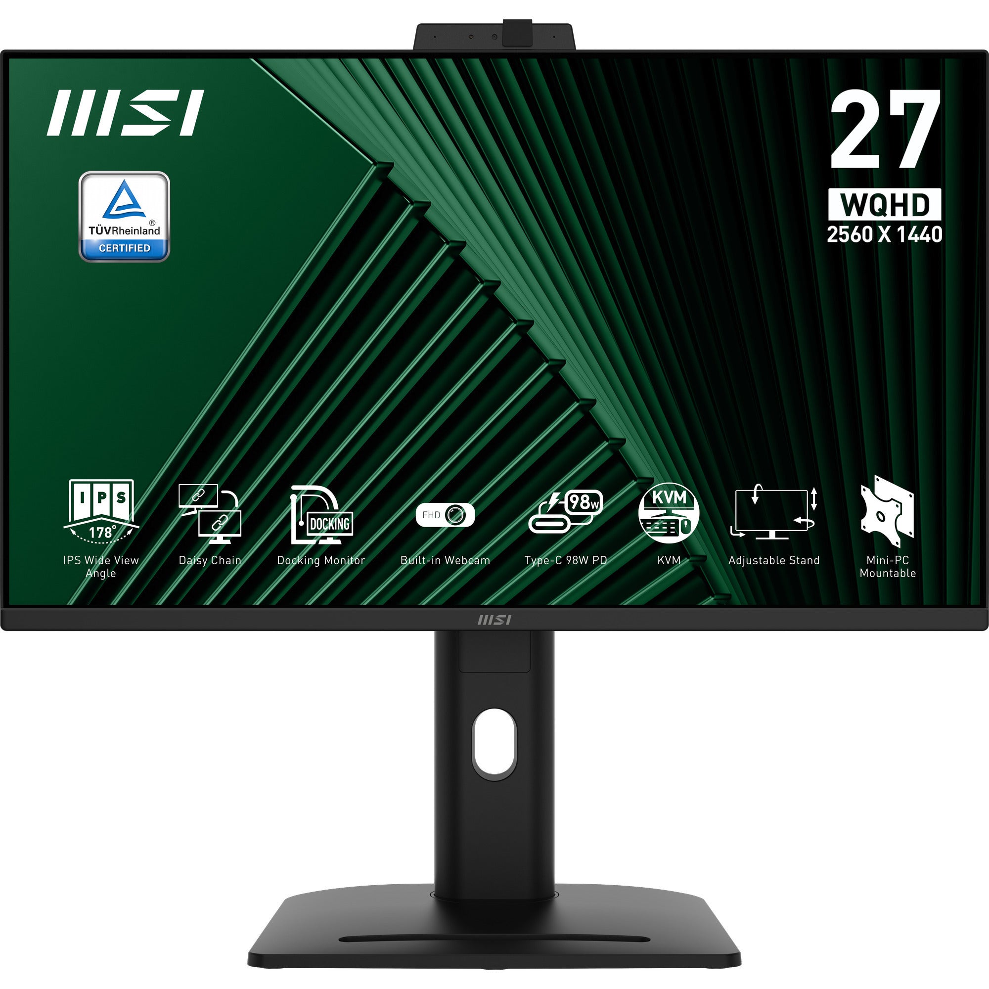 Msi pro mp275qpdg 27 monitor (zwart, 2x hdmi, displayport, 4x usb-a, usb-b, usb-c, rj-45, 100 hz)