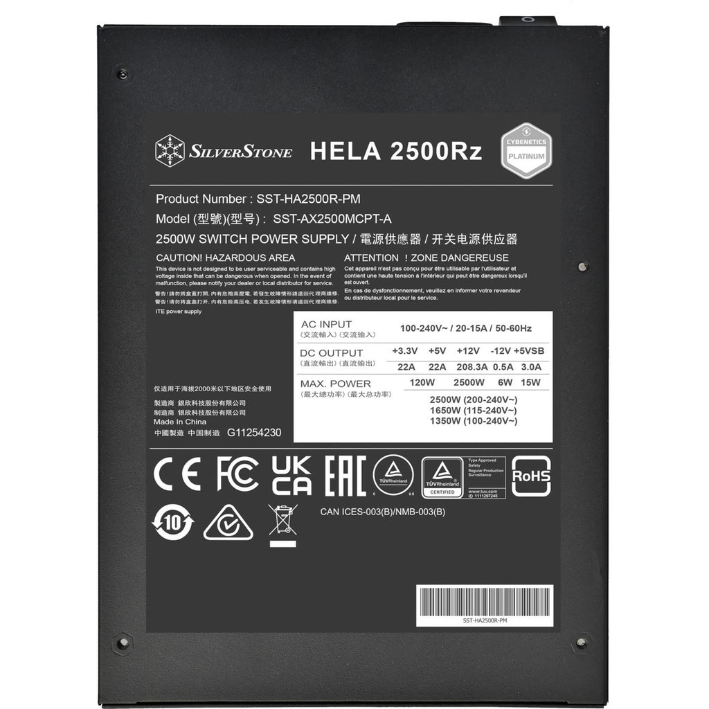 Silverstone hela 2500r 2500 watt voeding (zwart, 4x 12v-2x6, 7x pcie)