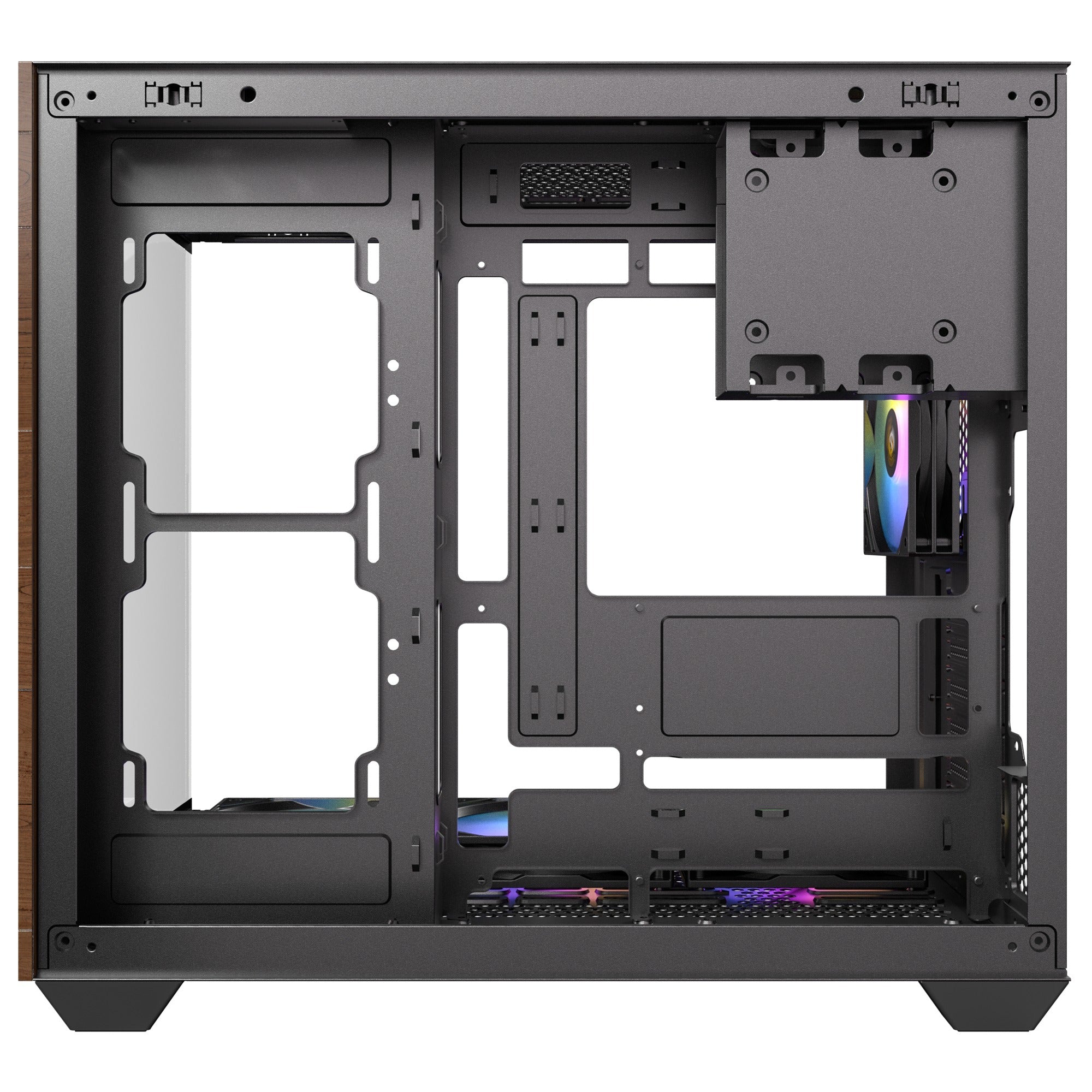 Antec cx800 wood argb midi tower behuizing (zwart houtkleur | 1x usb-a | 1x usb-c | tempered glass)