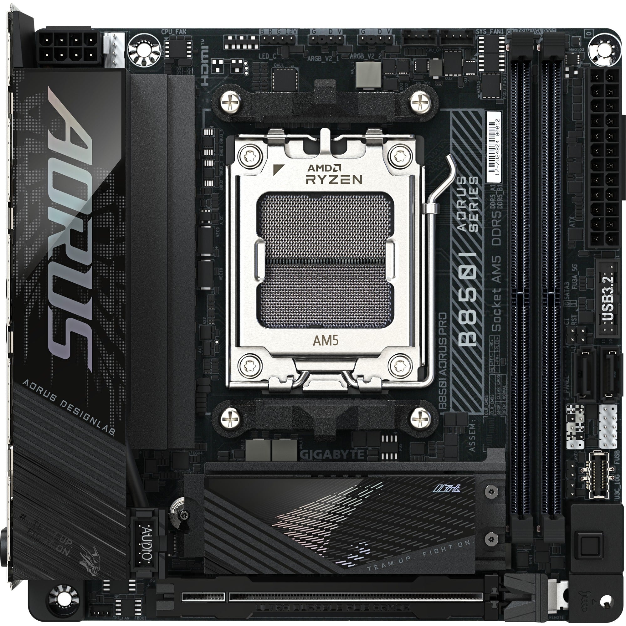 Gigabyte b850i aorus pro socket am5 moederbord (zwart, raid, 2.5gb-lan, wi-fi 7, bt, sound, mini-itx)