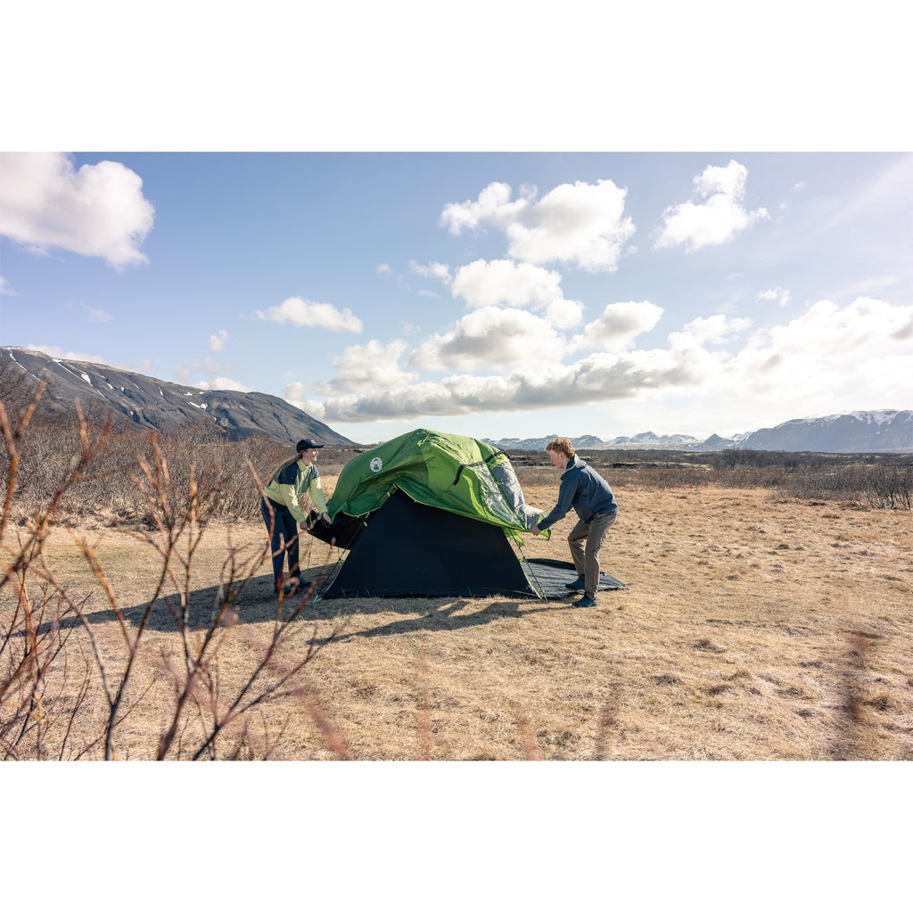 Coleman darwin 4 plus koepeltent (donkergroen lichtgroen, met voorbouw, model 2025)