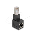 Delock rj45 plug to rj45 jack adapter cat.6a 90° downwards angled (zwart)