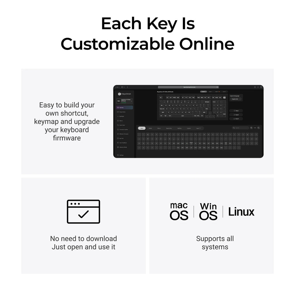 Keychron v5 ultra 8k wireless custom mechanical keyboard (zwart, us lay-out (qwerty), silk pom banana, 96%, rgb, hot swap, 2.4 ghz | bluetooth 5.3 | usb-c)