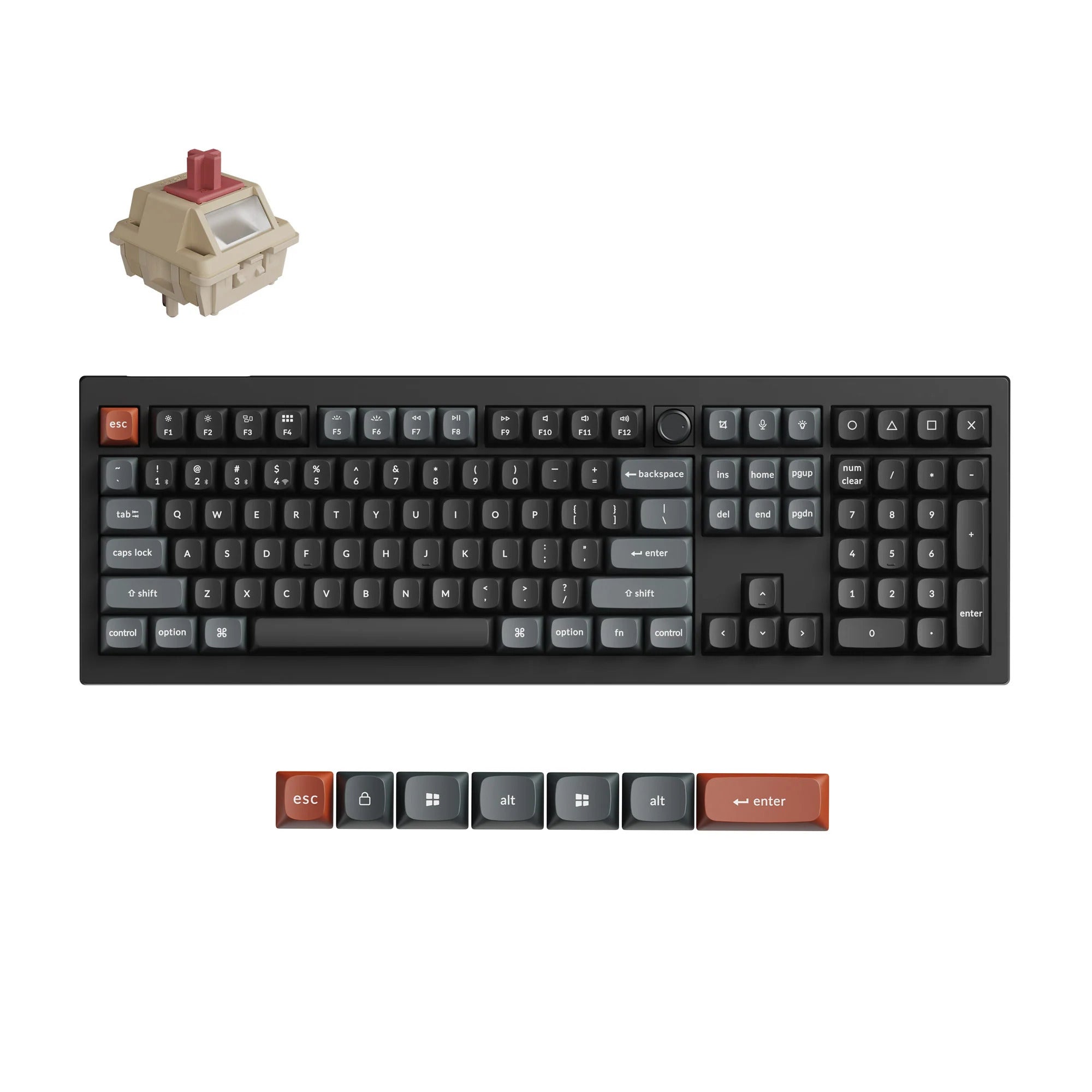 Keychron v6 ultra 8k wireless custom mechanical keyboard (zwart, us lay-out (qwerty), silk pom red, 100%, rgb, hot swap, 2.4 ghz | bluetooth 5.3 | usb-c)