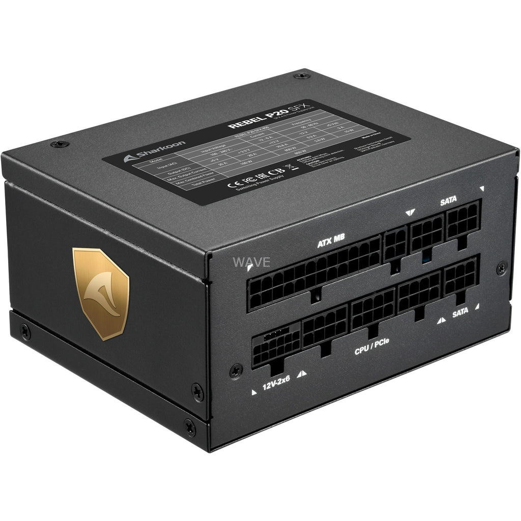 Sharkoon rebel p20 sfx modulaire 850 watt voeding (zwart, 1x 12v-2x6, 2x pcie)