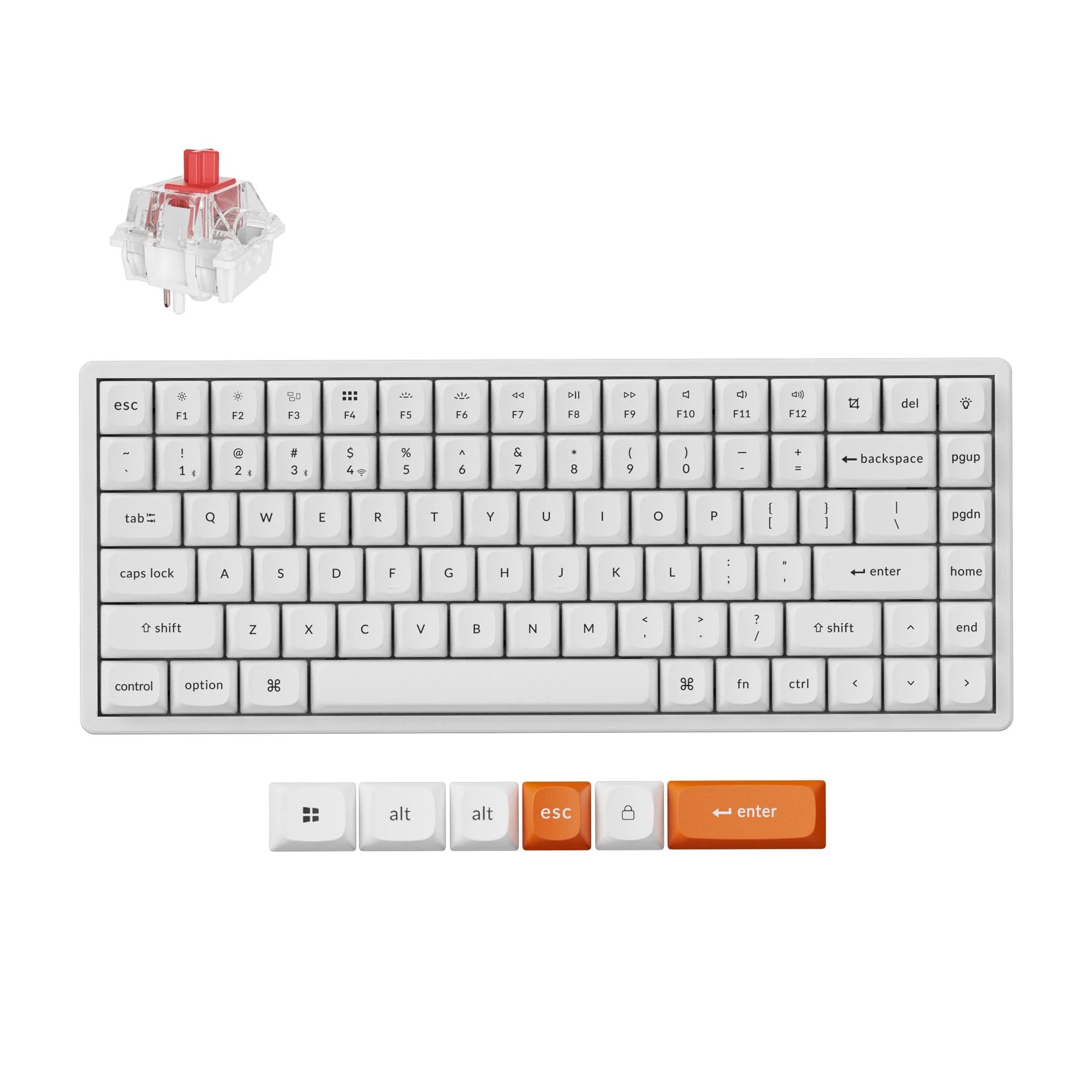 Keychron k2 max-q1, toetsenbord (wit, us lay-out, super red, rgb leds, 75%, osa double-shot pbt, hot swap, 2.4ghz | bluetooth 5.1 | usb-c)