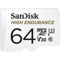 Sandisk high endurance microsdxc 64 gb geheugenkaart (wit, class 10, v30, u3, incl. adapter)