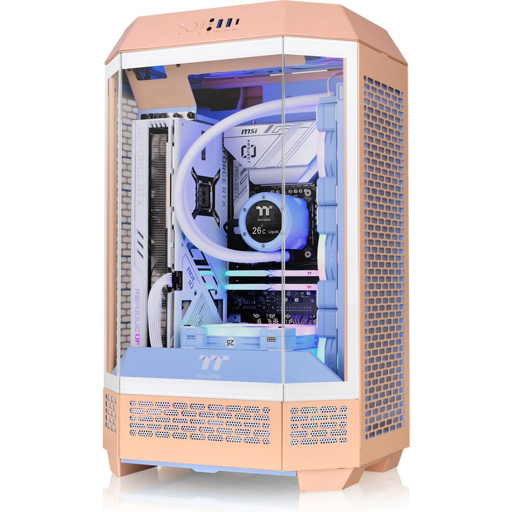 Thermaltake the tower 300 - peach fuzz mini tower behuizing (perzik | 3x usb-a | tempered glass)