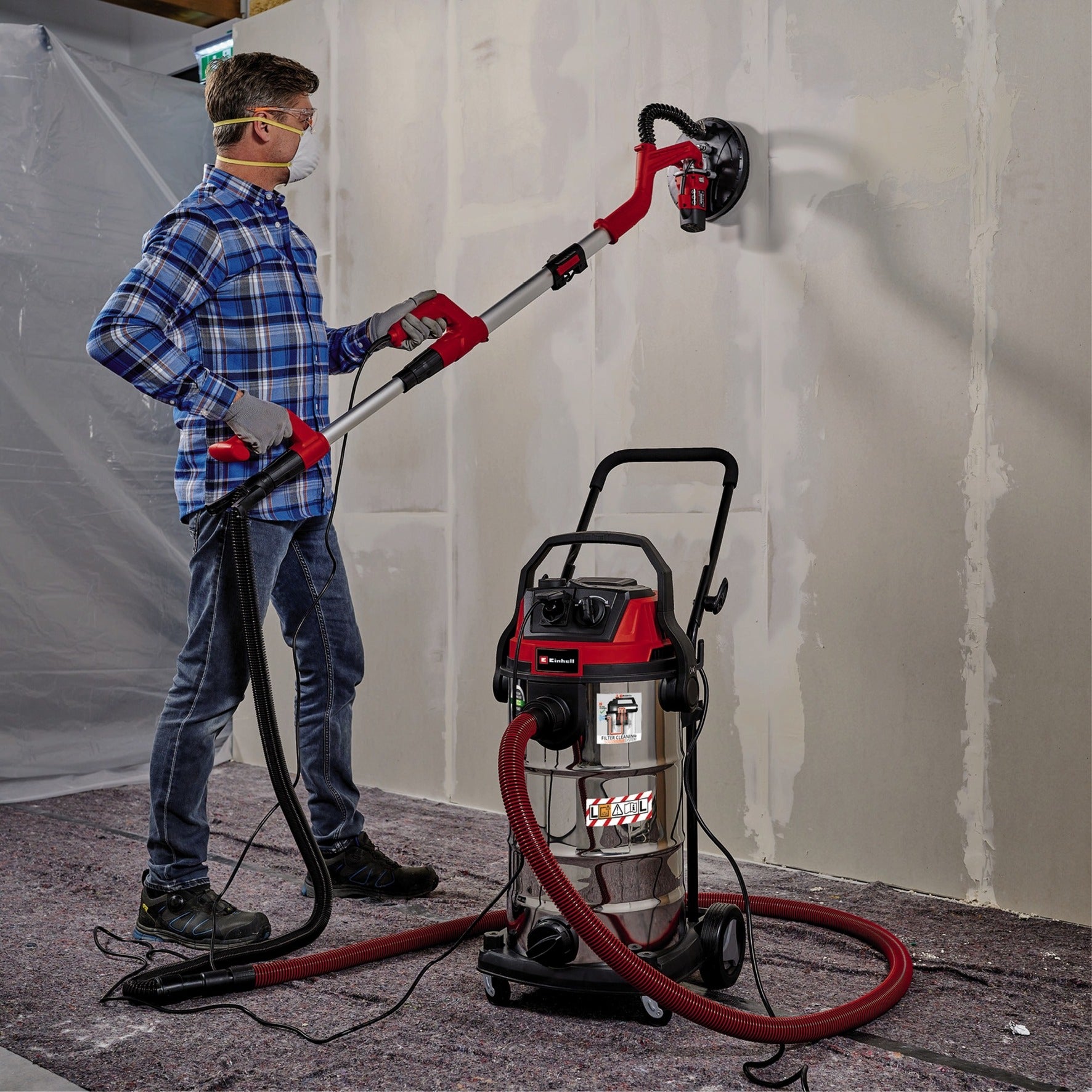 Einhell te-vc 2340 sacl nat- en droogzuiger (bourgondisch rood roestvrij staal)