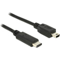Delock usb-c 2.0 > usb mini-b kabel (zwart, 1 meter)
