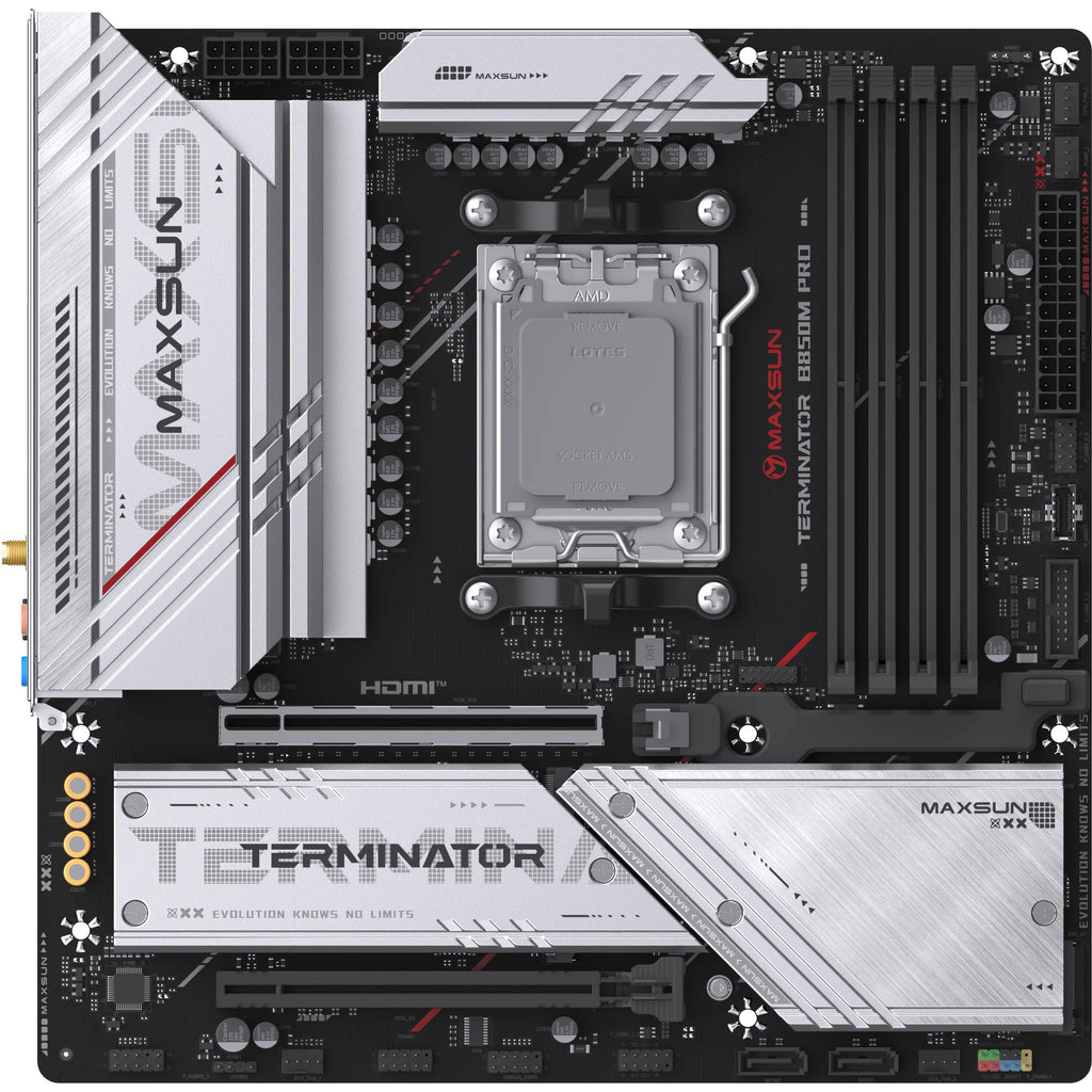 Maxsun ms-terminator b850m pro wifi socket am5 moederbord (zwart, raid, 2.5 gb-lan, wlan, bt, sound, µatx)