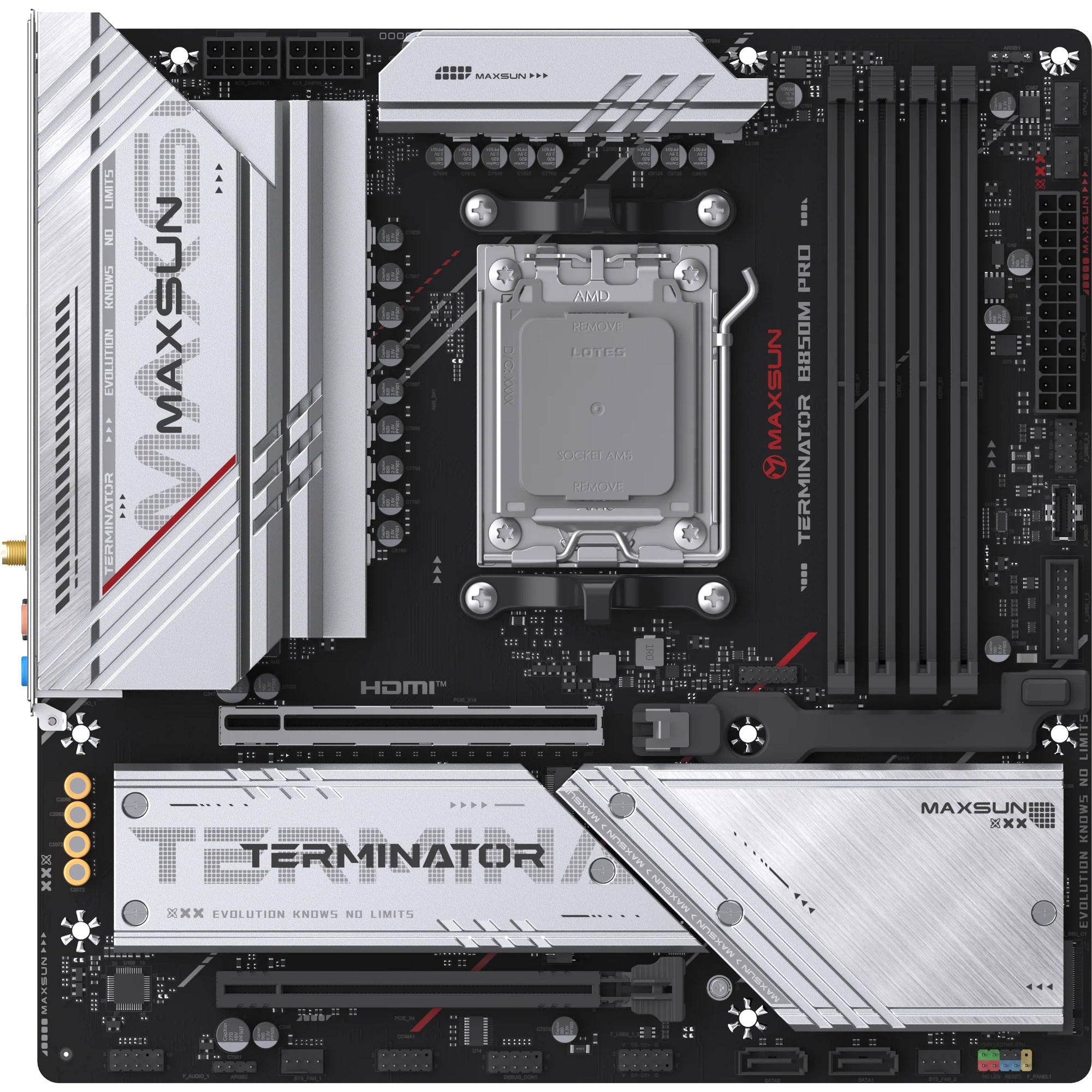 Maxsun ms-terminator b850m pro wifi socket am5 moederbord (zwart, raid, 2.5 gb-lan, wlan, bt, sound, µatx)