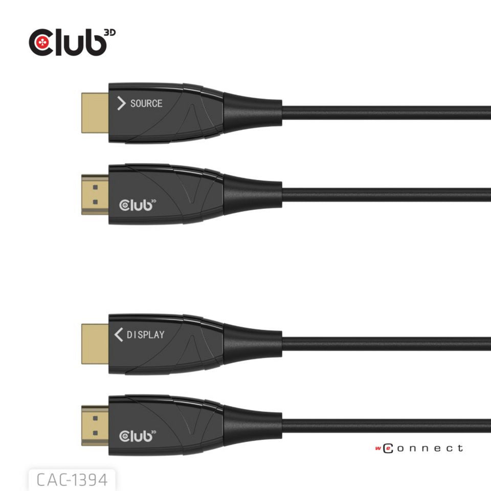 Club 3d hdmi hybrid aoc cable 8k60hz 4k120hz, 100 m kabel (zwart)