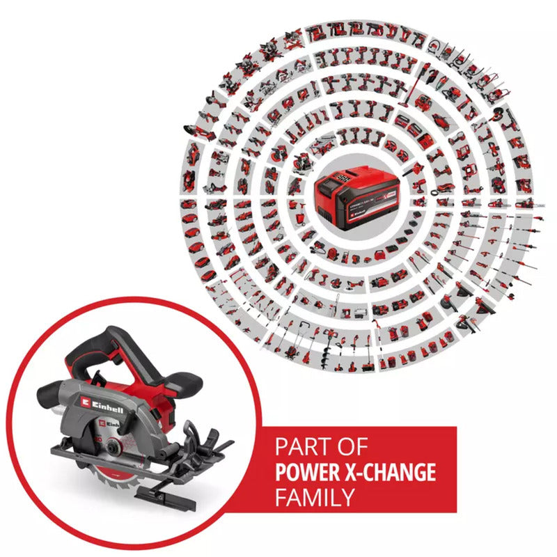 Einhell accucirkelzaag te-cs 18 150-2 li - solo handcirkelzaag (rood zwart, power x-change, accu en oplader niet inbegrepen)