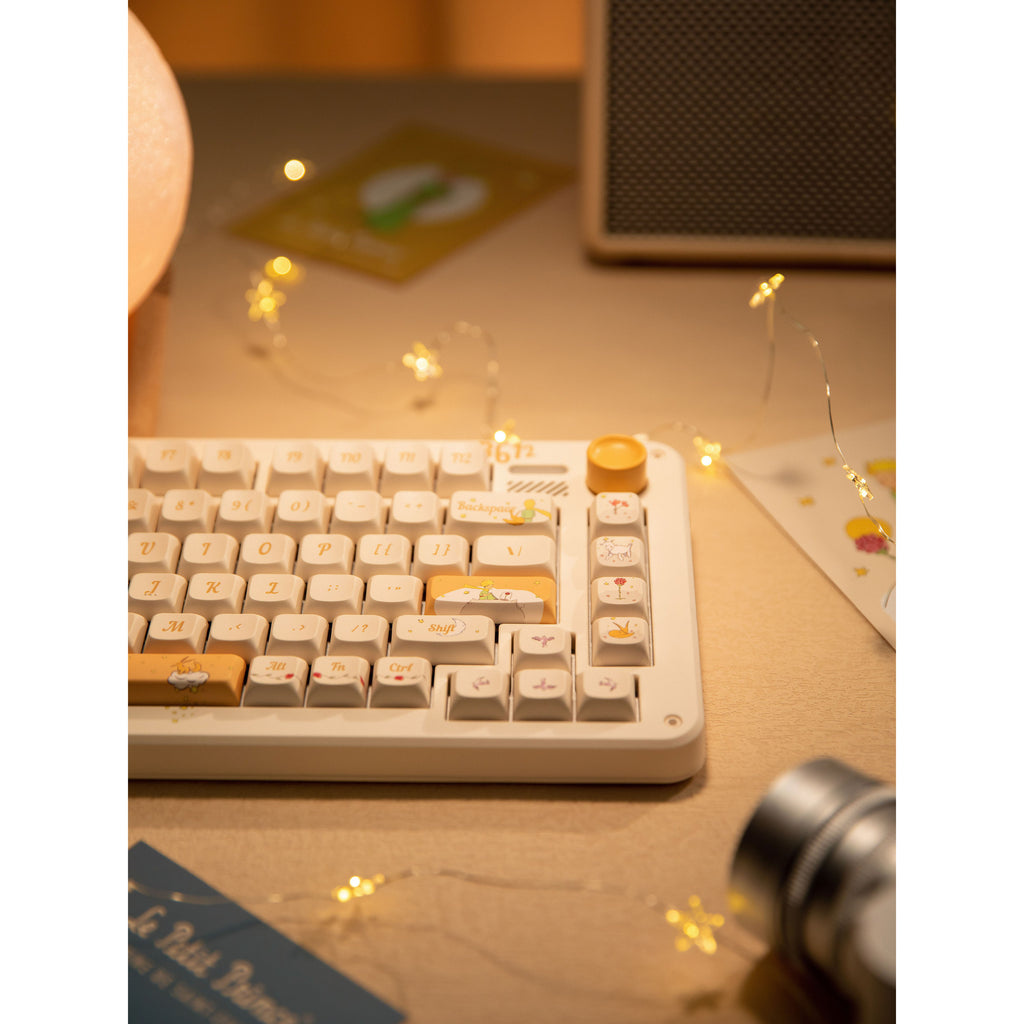 Iqunix zx75 sunset ponder wireless mechanical keyboard (lichtgeel, us lay-out (qwerty), iqunix silent rose, 75%, rgb leds, hot-swappable, double-shot pbt, 2.4ghz | bluetooth 5.1 | usb-c)