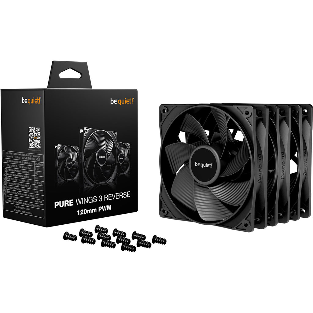 Be quiet! pure wings 3 reverse case fans (zwart, 3 stuks, 120 x 120 x 25 mm, pwm)