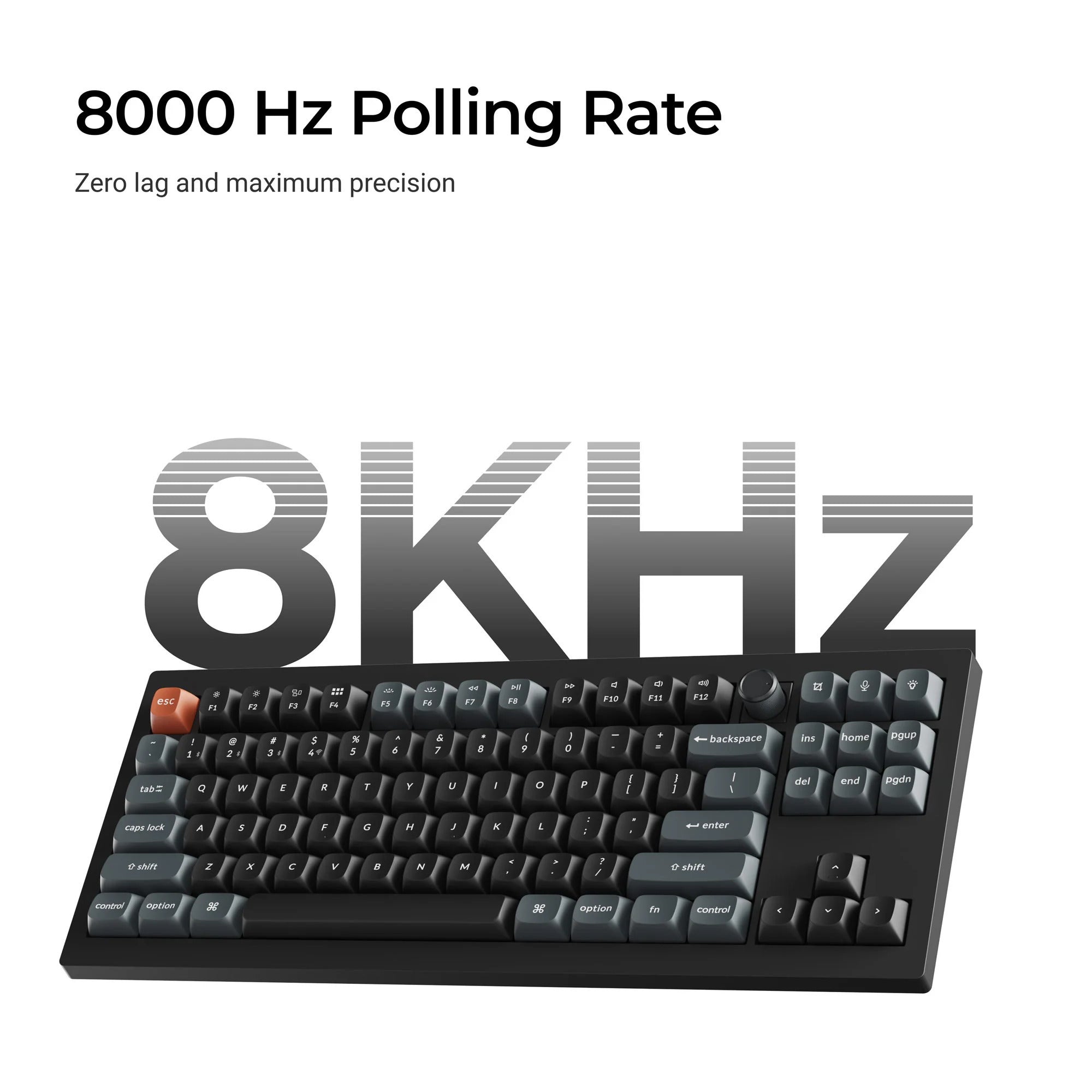 Keychron v3 ultra 8k wireless custom mechanical keyboard (zwart, us lay-out (qwerty), silk pom banana, 80% (tkl), rgb, hot swap, 2.4 ghz | bluetooth 5.3 | usb-c)