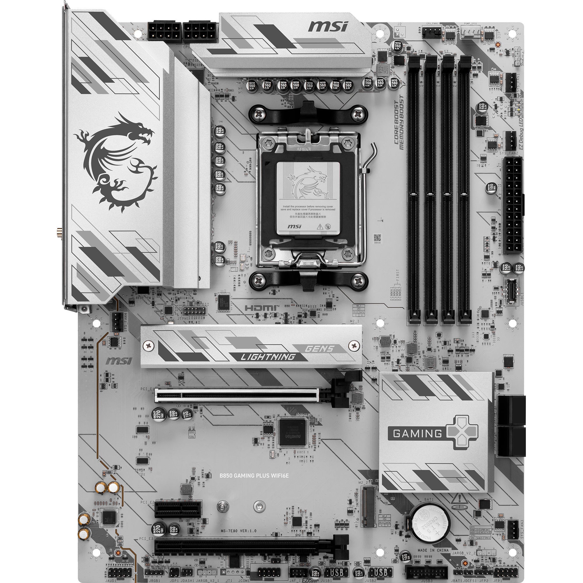 Msi b850 gaming plus wifi6e socket am5 moederbord (raid, 2.5gb-lan, wi-fi 6e, bt, sound, atx)