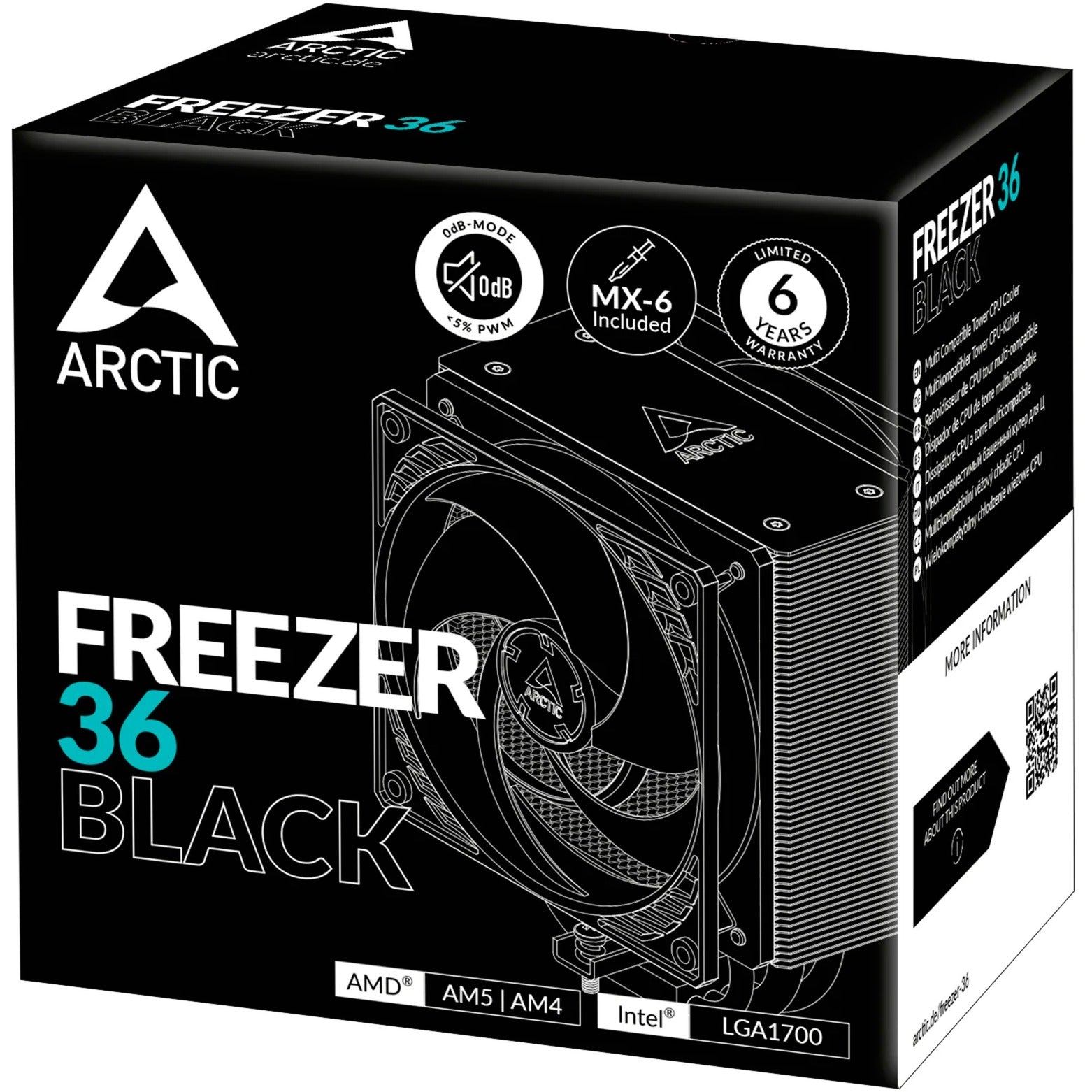 Arctic freezer 36 cpu-koeler (zwart, 4-pin pwm)