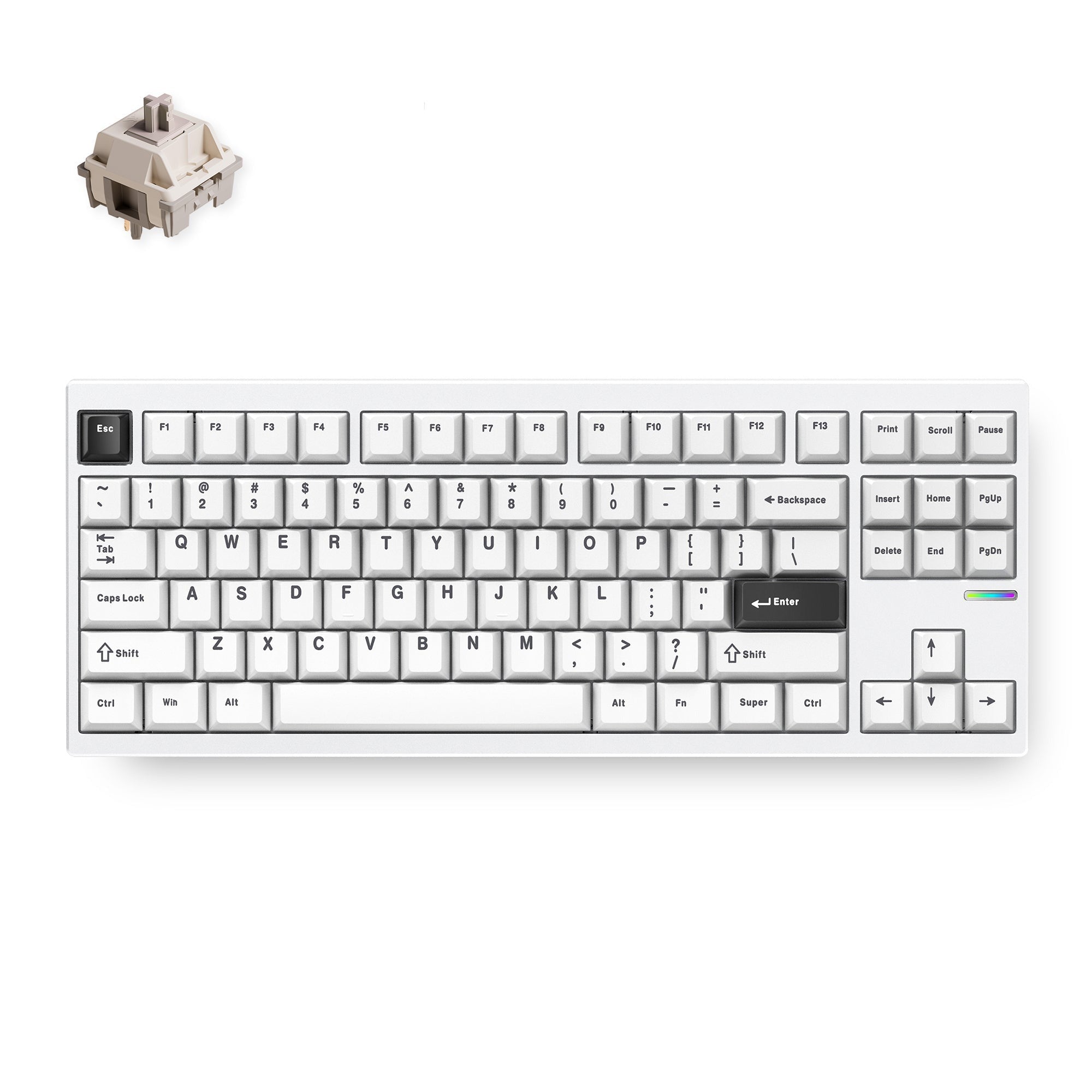 Mchose gx87 ultra: white electrophoresis vintage white aluminum custom mechanical, toetsenbord (wit zwart, ktt vintage white, 80% tkl, rgb, hot swap, double-shot pbt, draadloos bluetooth usb-c)
