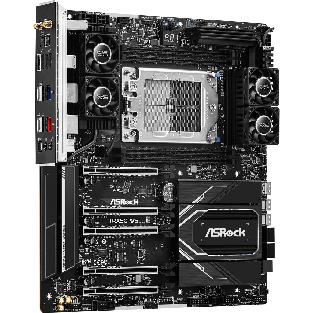 Asrock trx50 ws socket str5 moederbord (zwart, raid, 2,5gb-lan, wlan, bt, sound, atx)