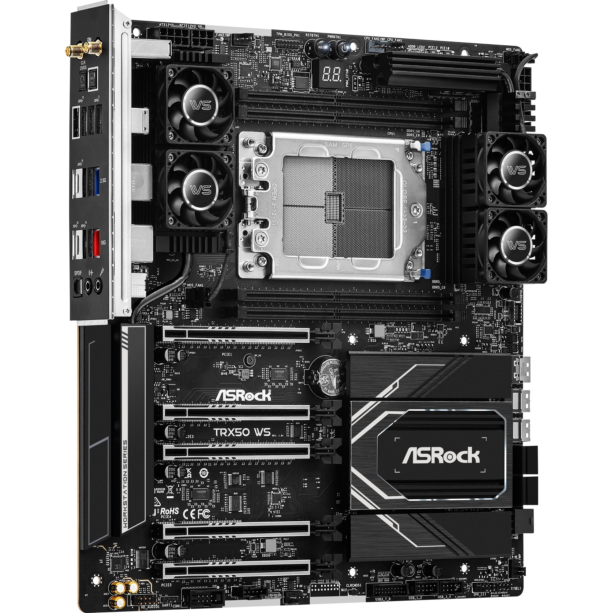 Asrock trx50 ws socket str5 moederbord (zwart, raid, 2,5gb-lan, wlan, bt, sound, atx)