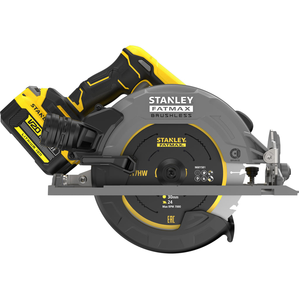 Stanley fatmax v20 18v cirkelzaag 190mm handcirkelzaag (zwart geel, accu en oplader inbegrepen, met koffer)