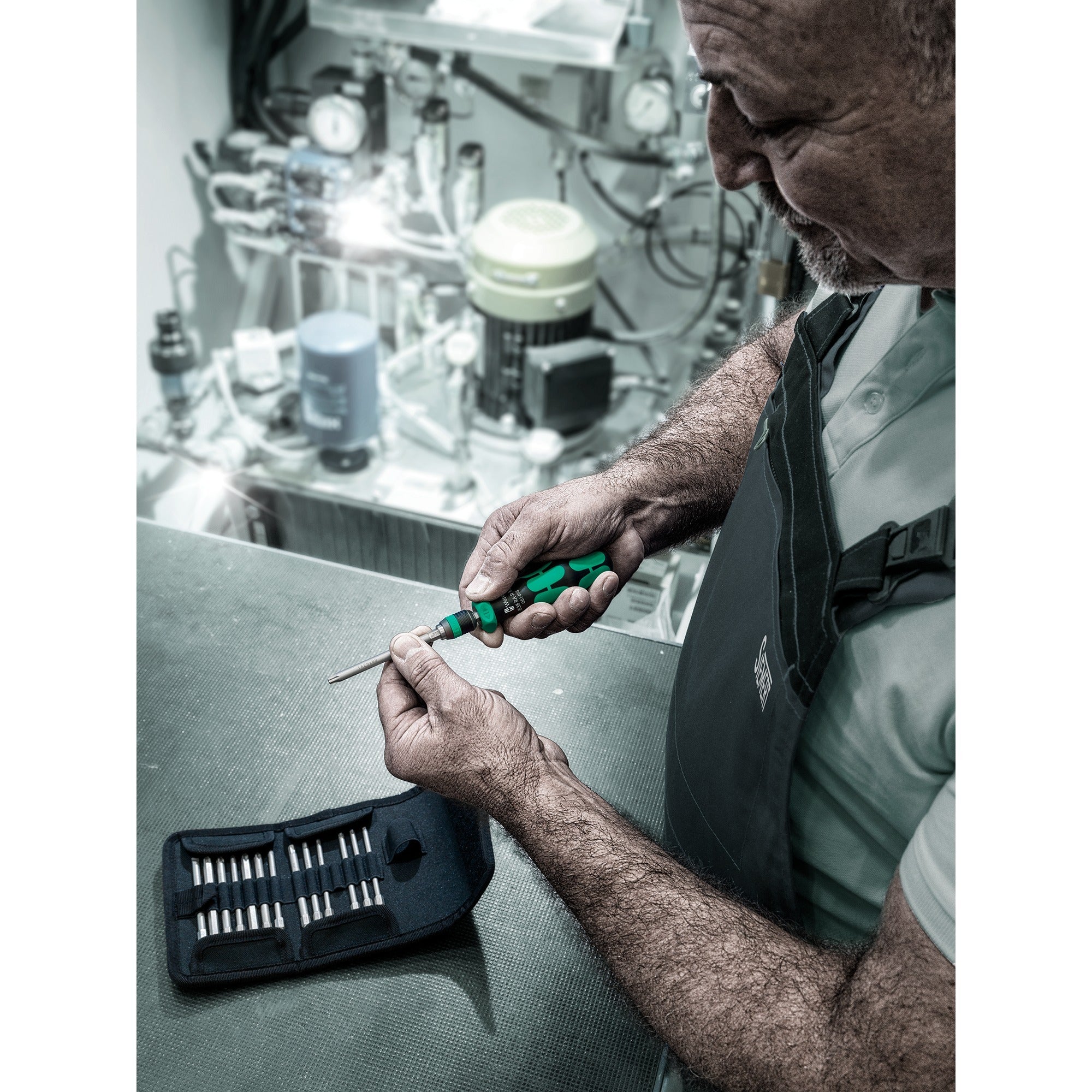 Wera kraftform kompakt 838 ra-r m set 1 bitset (zwart groen, 15‑delig)
