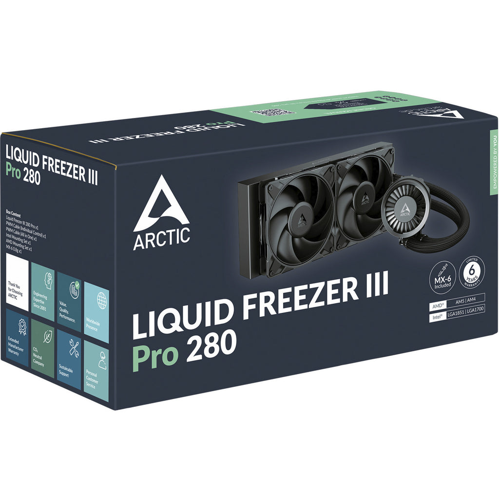 Arctic liquid freezer iii pro 280 waterkoeling (zwart, 4-pins pwm fan-connector)