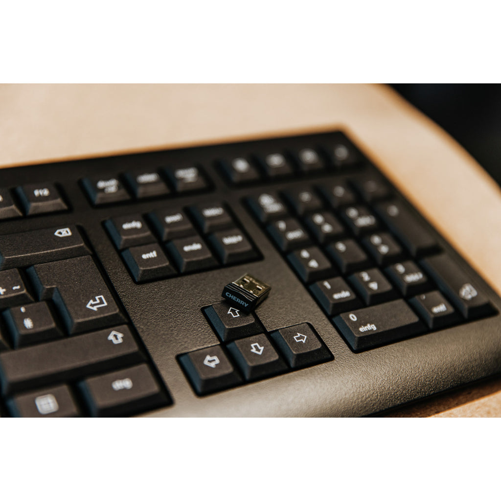 Cherry kw 3000 toetsenbord (zwart, eu lay-out (qwerty), rubberdome, 100%, 2,4ghz)