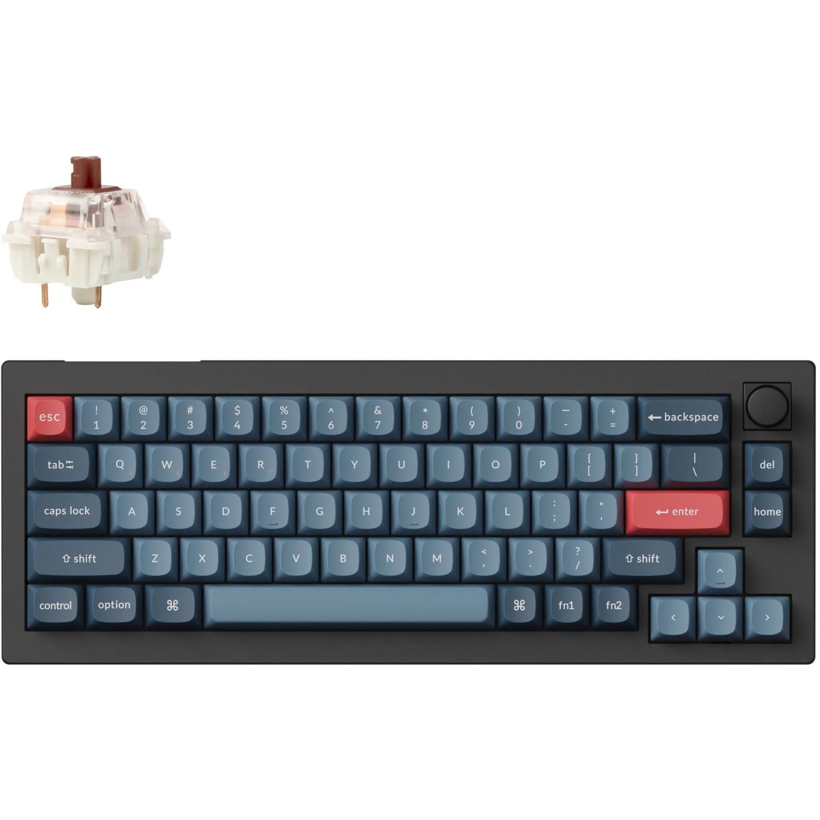 Keychron v2 max-d3 rgb mechanisch toetsenbord (zwart, us lay-out (qwerty), gateron jupiter brown, 65%, rgb leds, double-shot pbt, hot swap, 2.4 | bluetooth | usb-c, knob)
