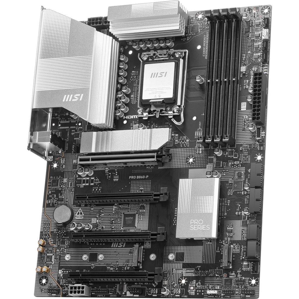 Msi pro b860-p socket 1851 moederbord (zilver, raid, 5gb-lan, sound, atx)