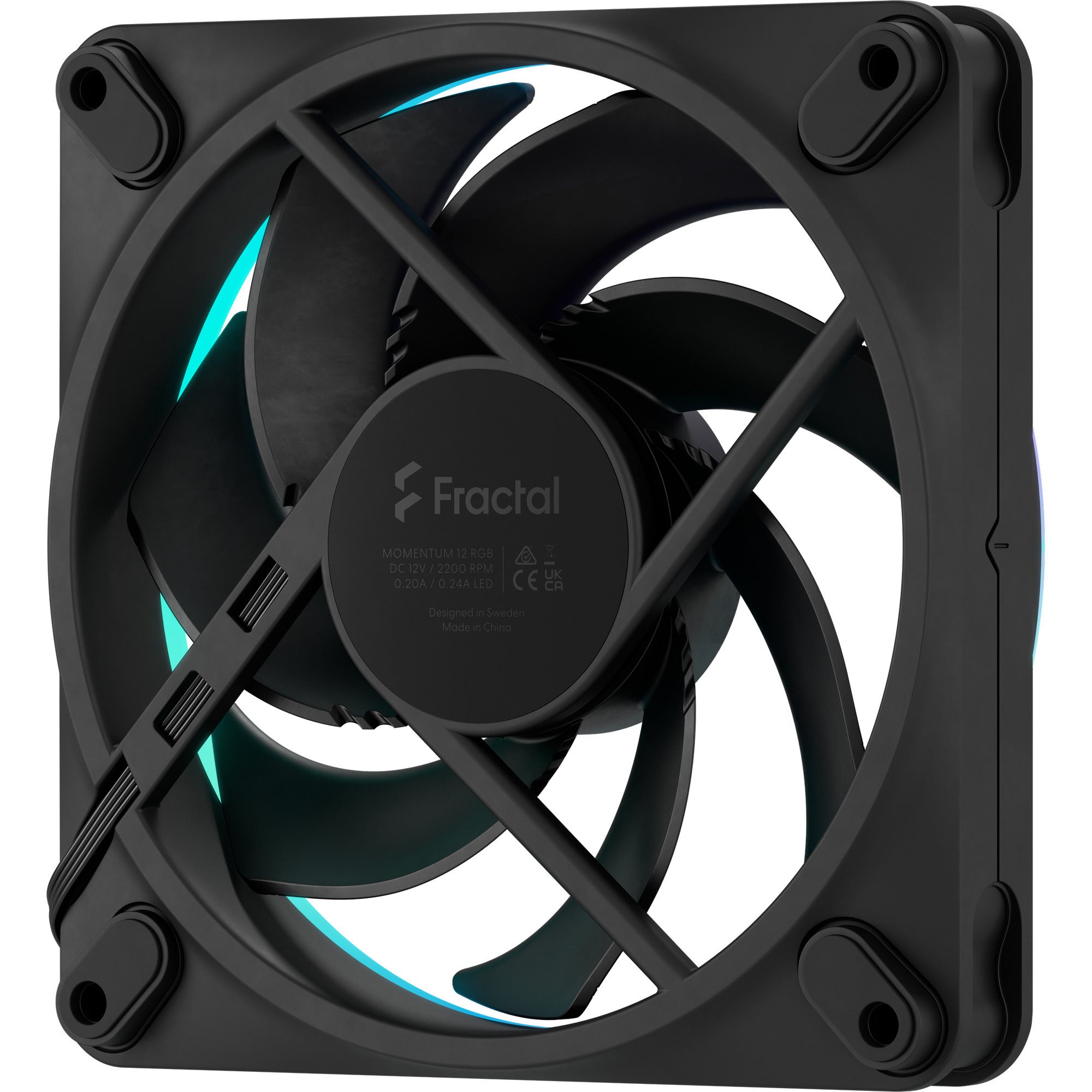 Fractal design momentum 12 rgb case fans (zwart, 3 stuks, 120 x 120 x 25 mm, pwm)