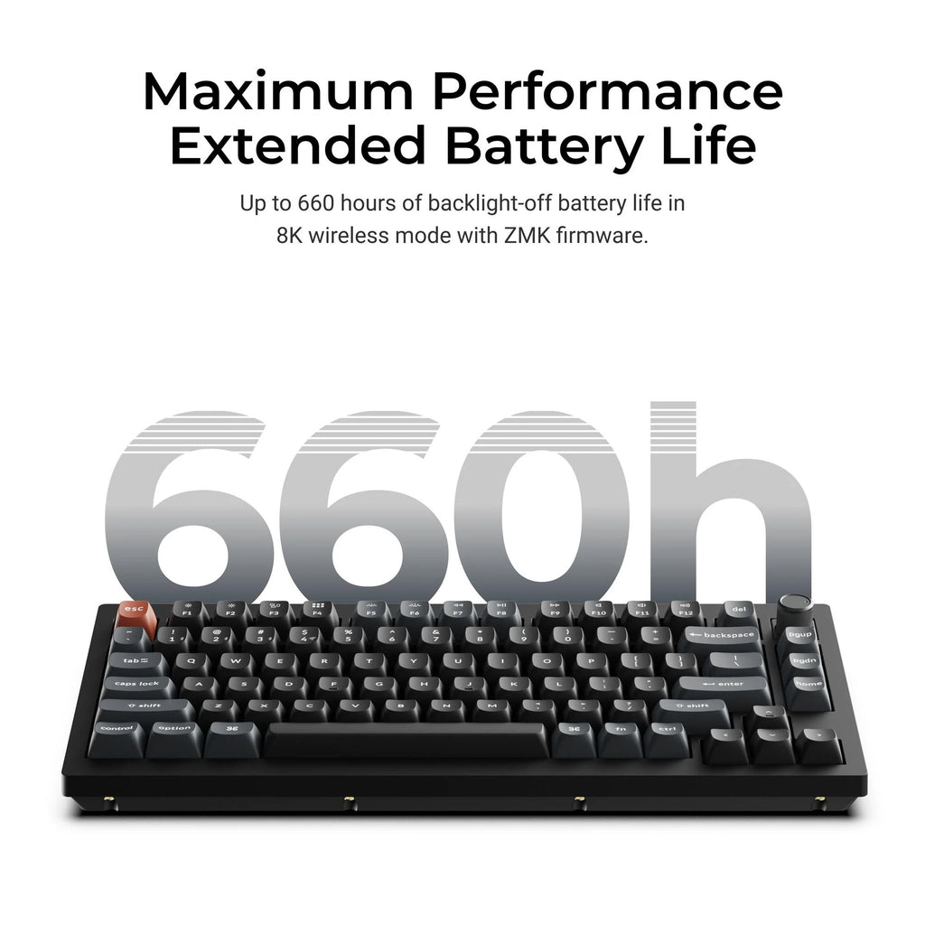 Keychron v1 ultra 8k wireless custom mechanical keyboard (zwart, us lay-out (qwerty), silk pom banana, 75%, rgb, hot swap, 2.4 ghz | bluetooth 5.3 | usb-c)