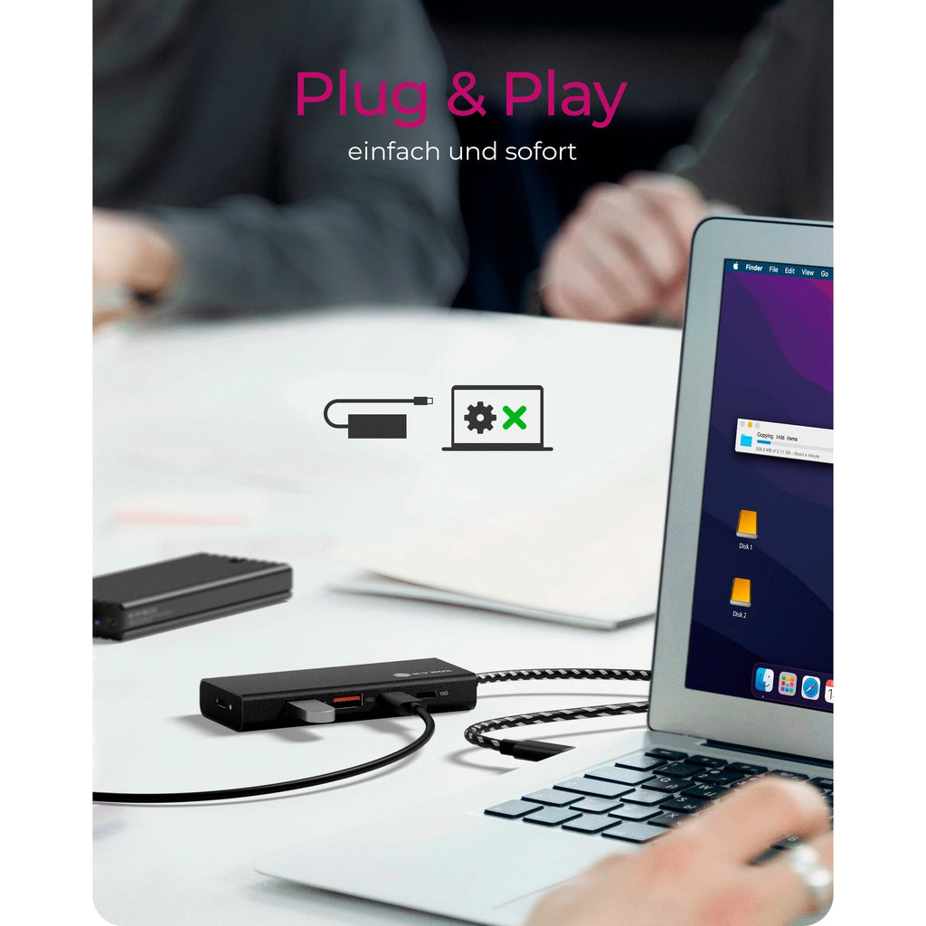 Icy box ib-hub1436-cpd usb-hub (zwart, 2x usb-a, 2x usb-c)