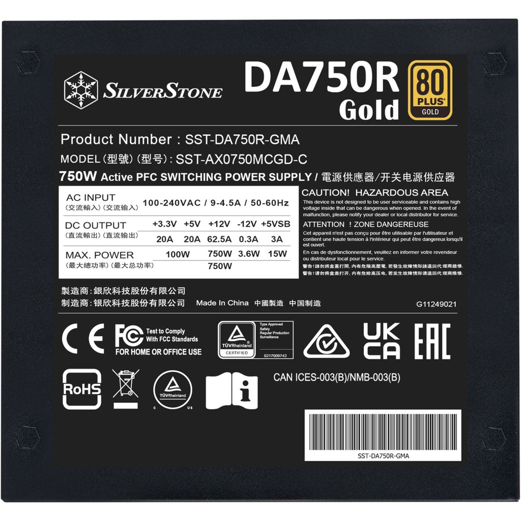 Silverstone da750r gold modulaire 750 watt voeding (zwart, 4x pcie)