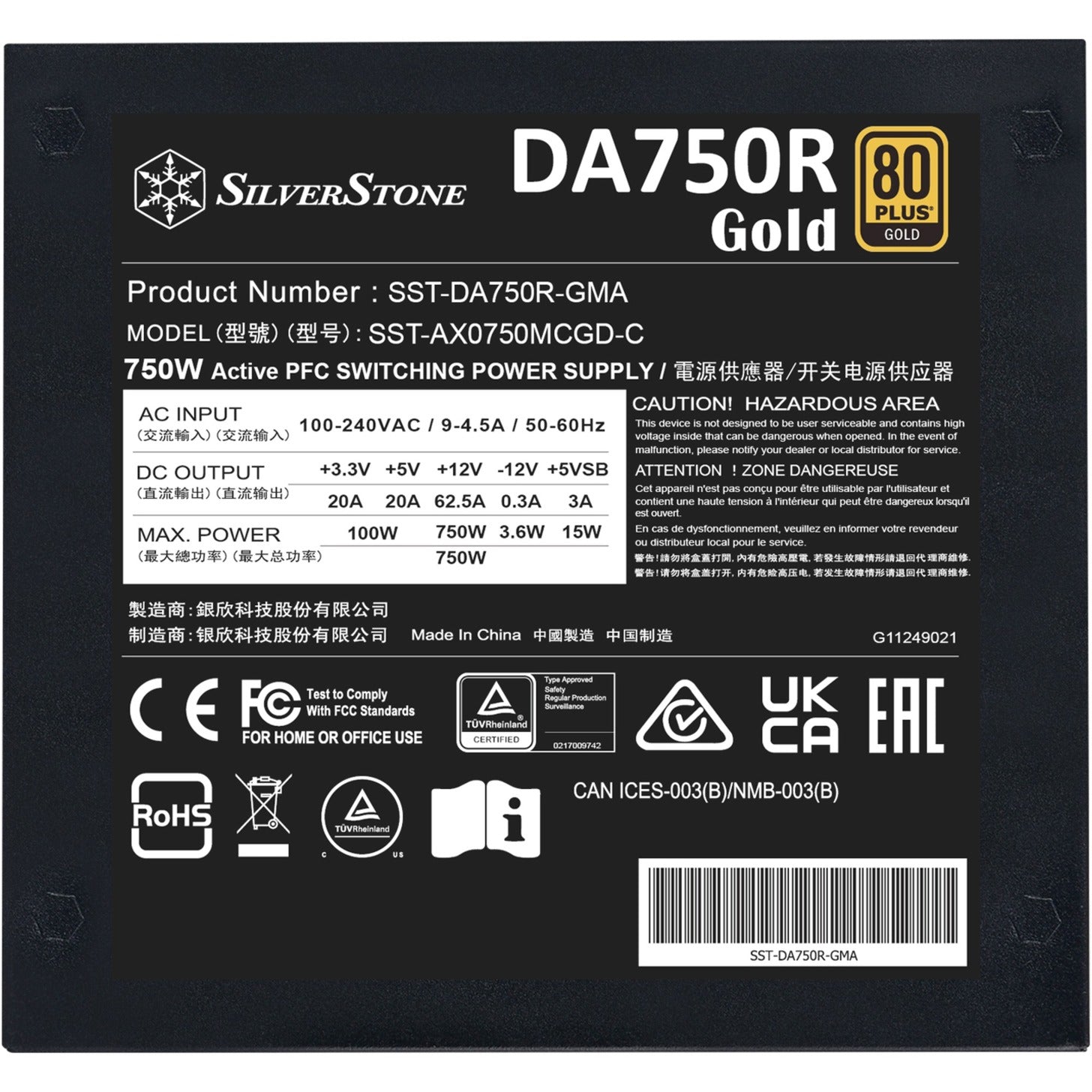 Silverstone da750r gold modulaire 750 watt voeding (zwart, 4x pcie)