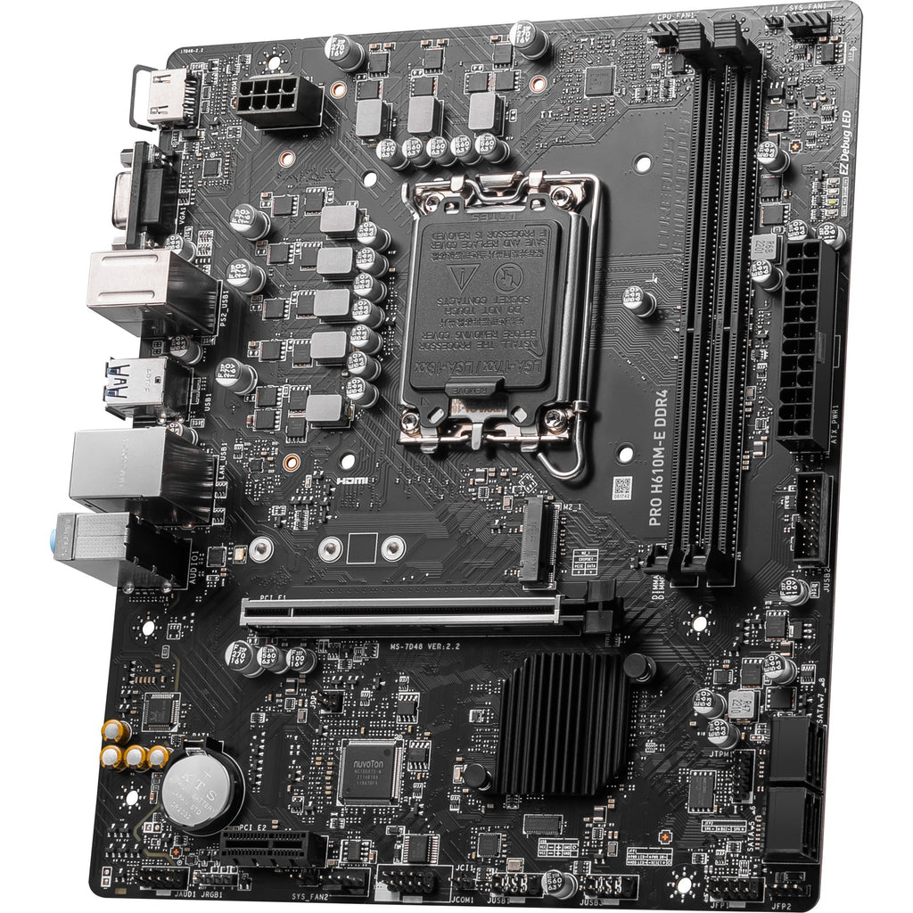 Msi pro h610m-e ddr4 socket 1700 moederbord (zwart, gb-lan, sound, µatx)