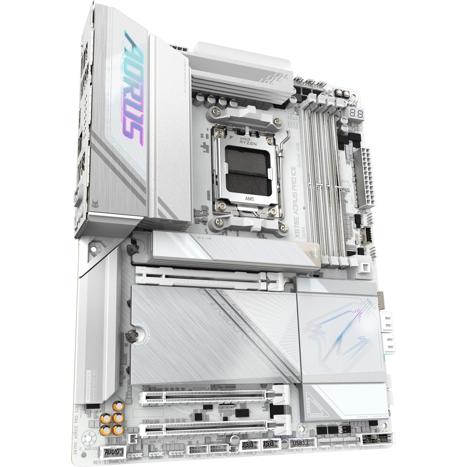 Gigabyte x870e aorus pro ice socket am5 moederbord (zilver wit, raid, 2.5gb-lan, wi-fi 7, bt, sound, atx)