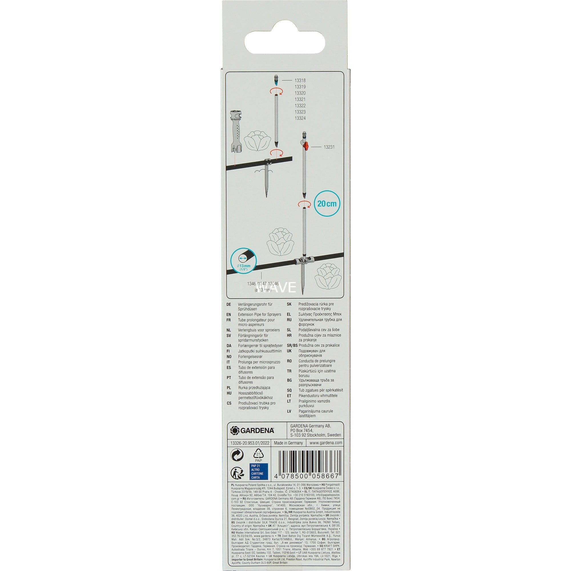 Gardena verlengbuis voor sproeiers (zwart, 5 stuks)