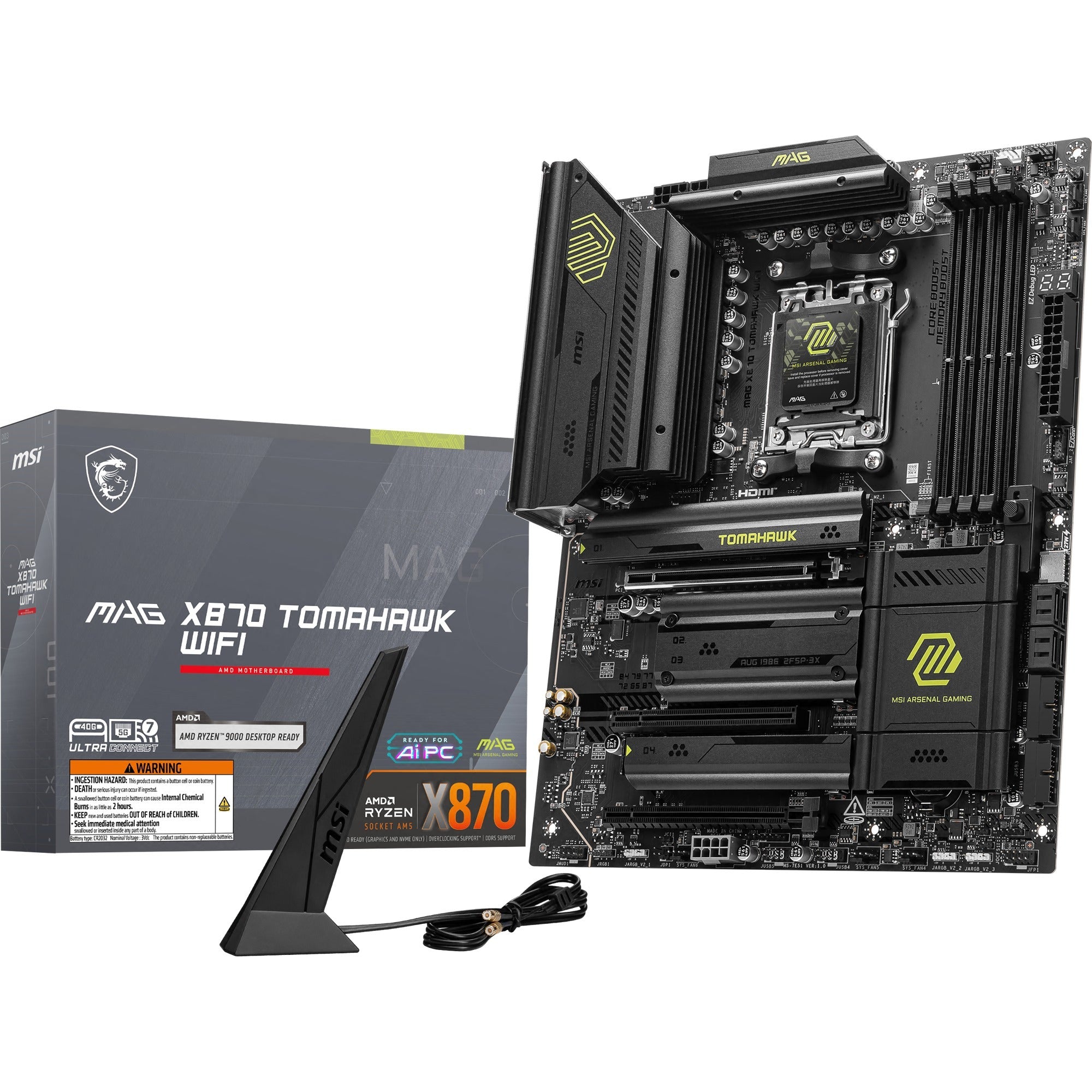 Msi mag x870 tomahawk wifi socket am5 moederbord (raid, 5 gb-lan, wlan, bt, sound, atx)