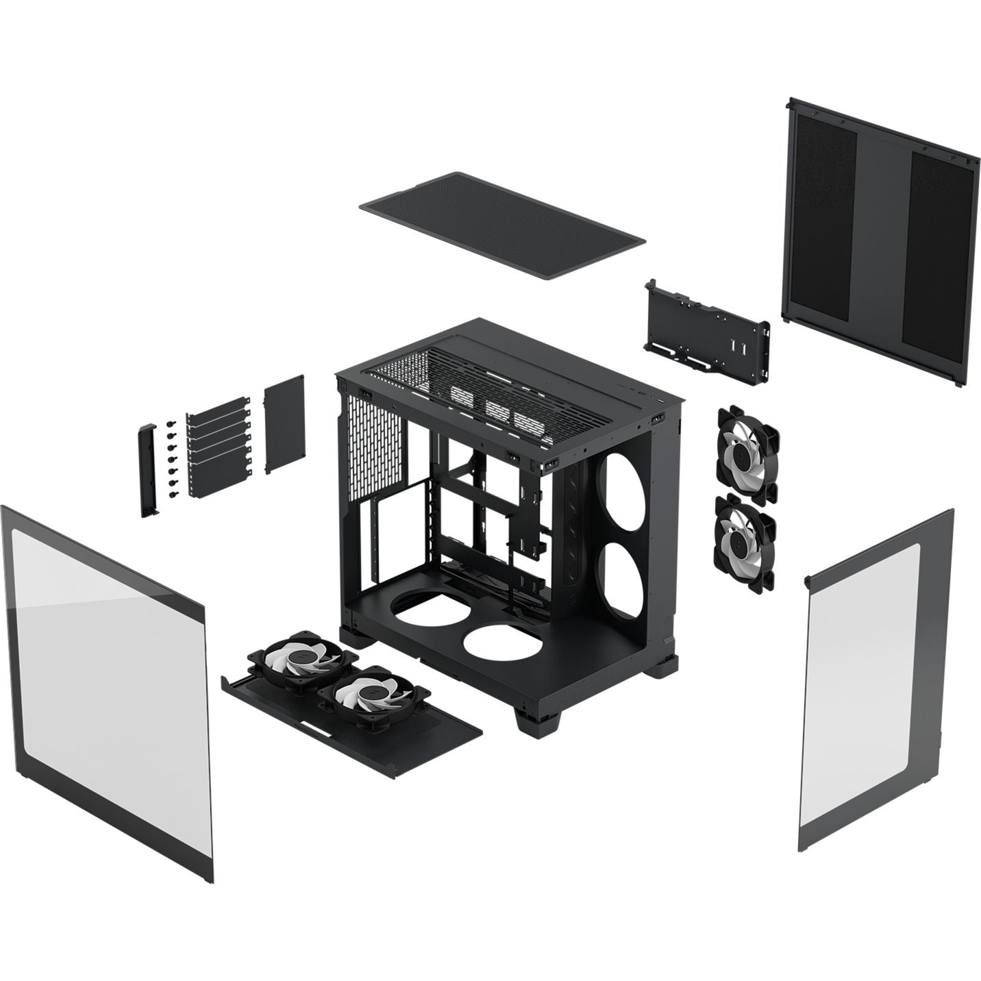 Fractal design pop 2 vision rgb midi tower behuizing (zwart | 1x usb-a | 1x usb-c | rgb | tempered glass)